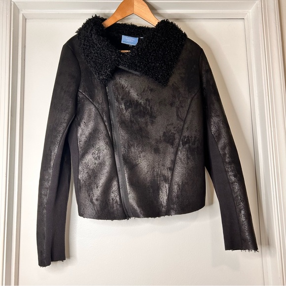 Vera Wang Black Textured Moto Jacket - Size M - Picture 2 of 16